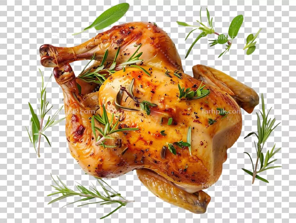 مرغ کبابی با رزماری و مریم گلی: زیباییهای غذا در تصاویر