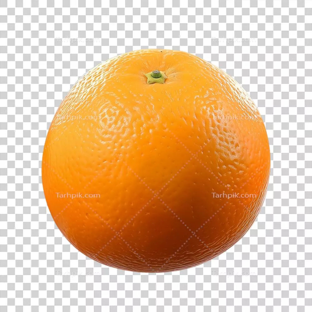 نزدیکنگری میوهی نارنج تازه با پسزمینه شفاف