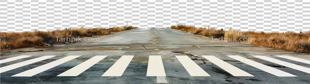 عرضه عکس خالی از یک تقاطع عابر پیاده بر روی جادهای روستایی به سمت افق دوردست