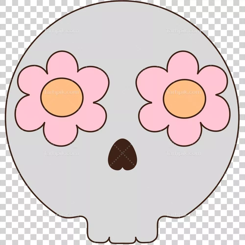 تصویر کلیپ آرت جذاب و ترندی Skull با عینک دودی گلدار صورتی برای هالووین