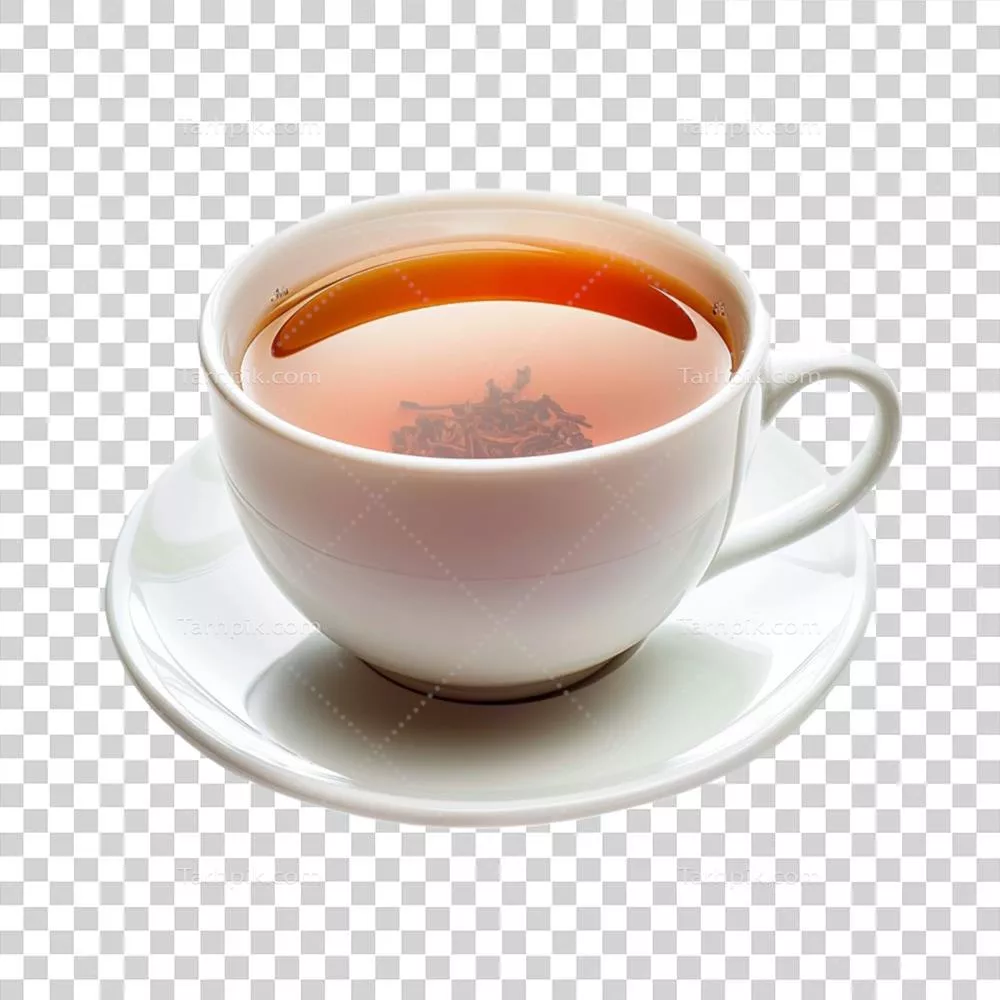 تصویر زیبای فنجان چای بر روی نعلبکی با جزئیات خاص و دلنشین