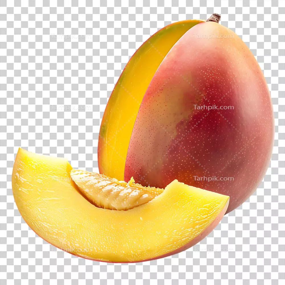 مینگوی کامل و بریده شده بر روی پس‌زمینه شفاف