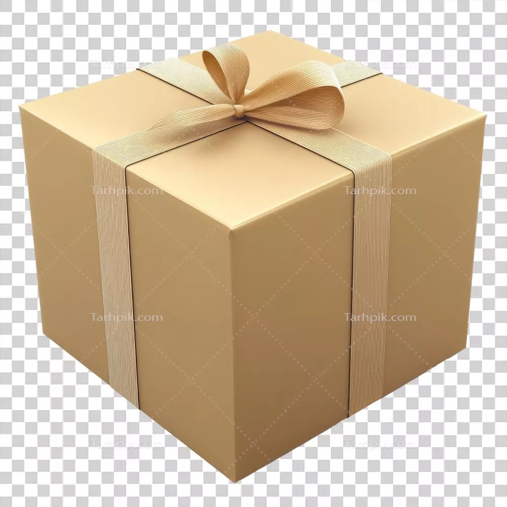 جعبه هدیه زیبا با تزئینات طلایی و روبان شفاف