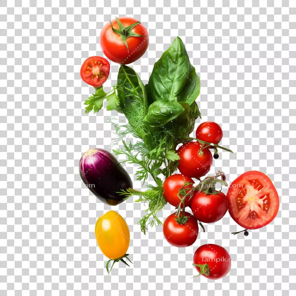 تنوع تازه ای از سبزیجات رنگارنگ و گیاهان درخشان بر روی یک سطح سفید