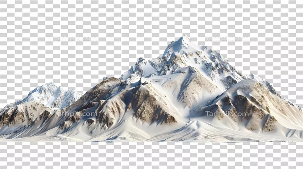 رشته کوههای تنها در پشتزمینه شفاف و غیرقابل لمس