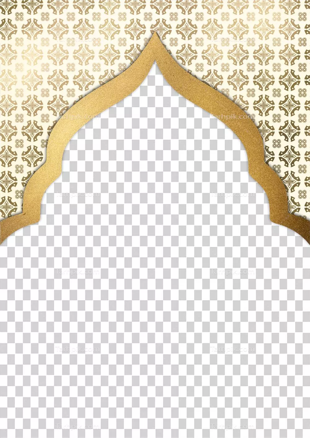 زمینه اسلامی طلایی با قوس عربی طلایی و زیبا به صورت هنری