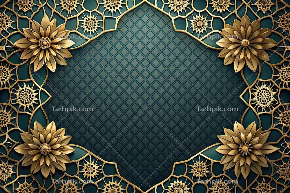 طرح گلدار و هندسی مجلل با جزئیات طلایی از دیدگاه پایین