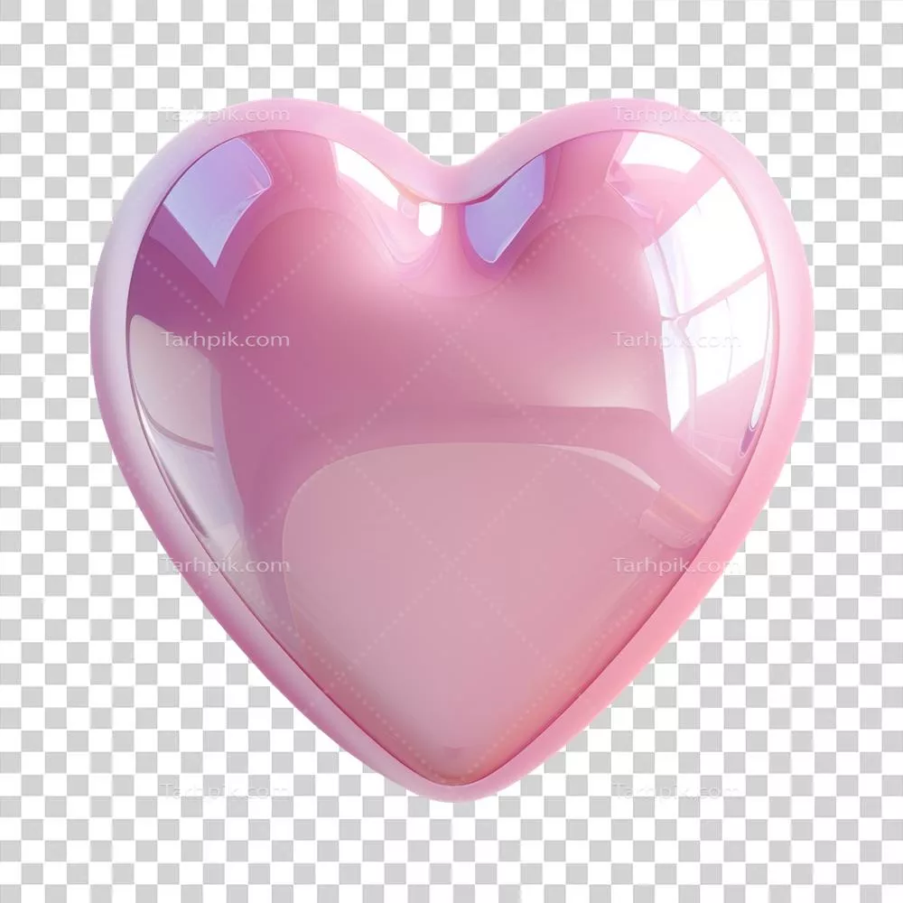 استیکر قلبی ایستاده به رنگ صورتی ملایم با پوشش براق و جذاب