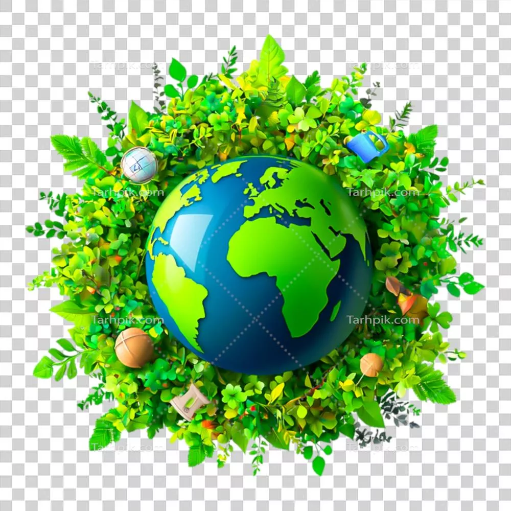 زمین رنگارنگ احاطه شده با فضای سبز و نمادهای طبیعی زیبا