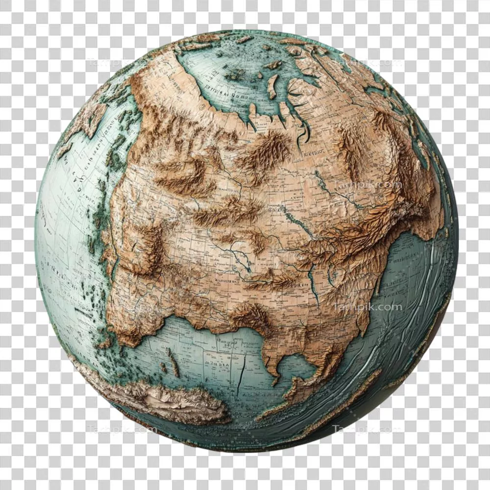 یک کره زمین قدیمی با پسزمینه شفاف و زیبا