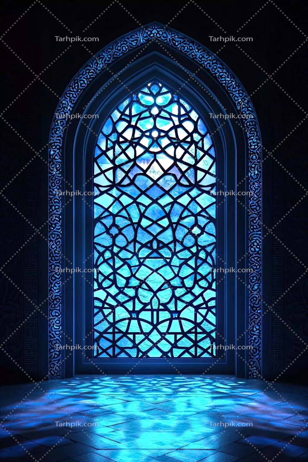 نما داخلی مسجد اسلامی با نور ملایم ماه در backgrounds رمضان کریم