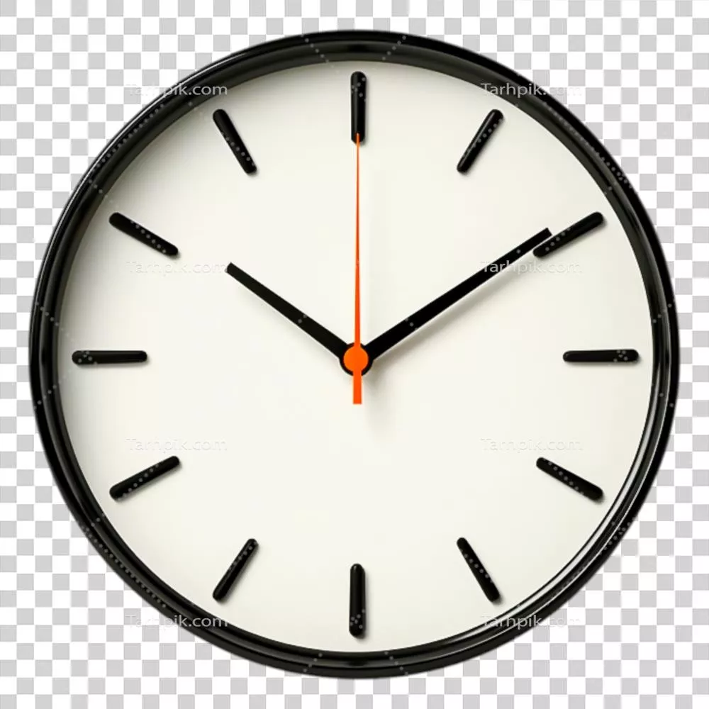 ساعت دیواری ساده با جزئیات مشکی و نارنجی برای دکوراسیون منزل