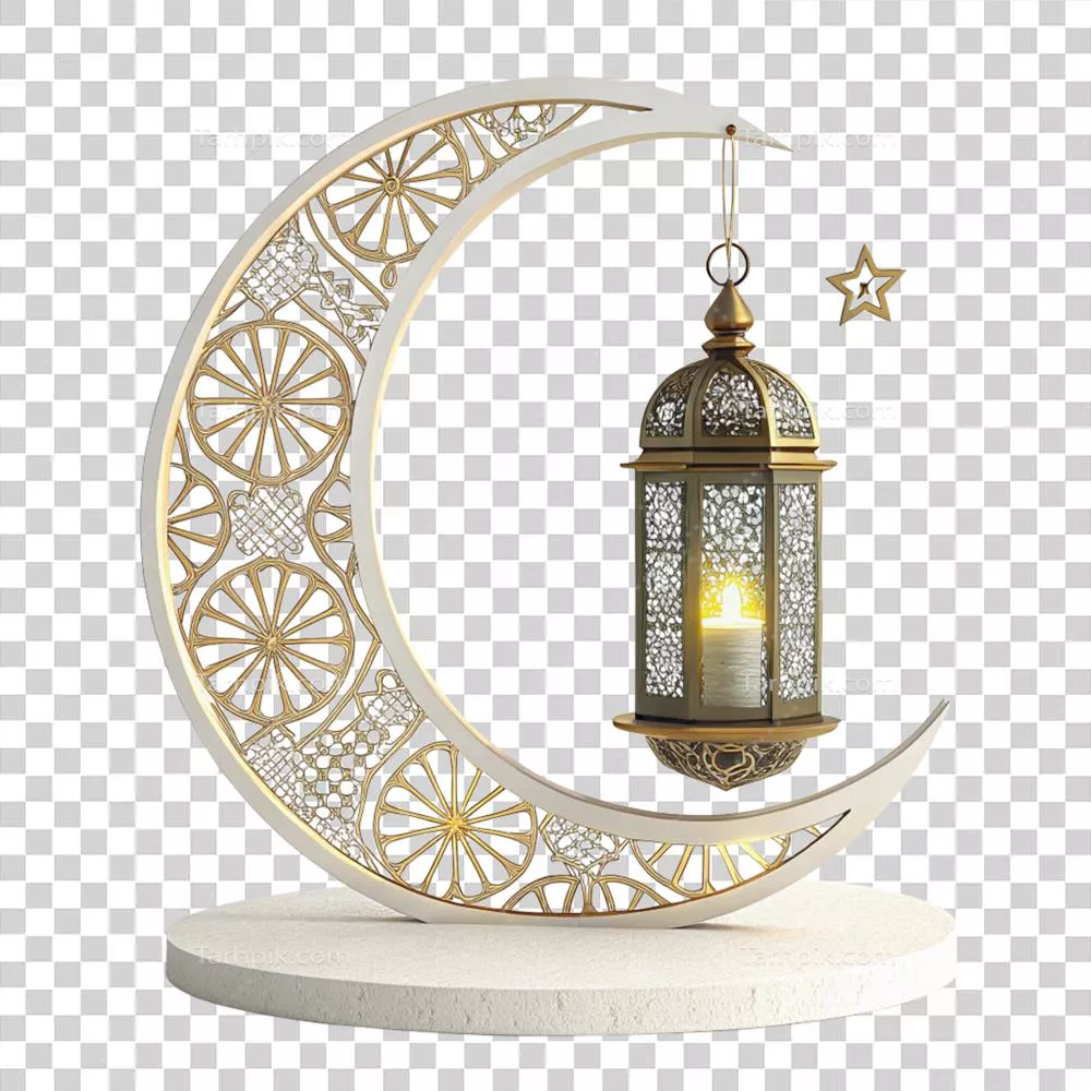 هلال ماه ویژه رمضان با طراحی زیبا بر روی پسزمینه شفاف