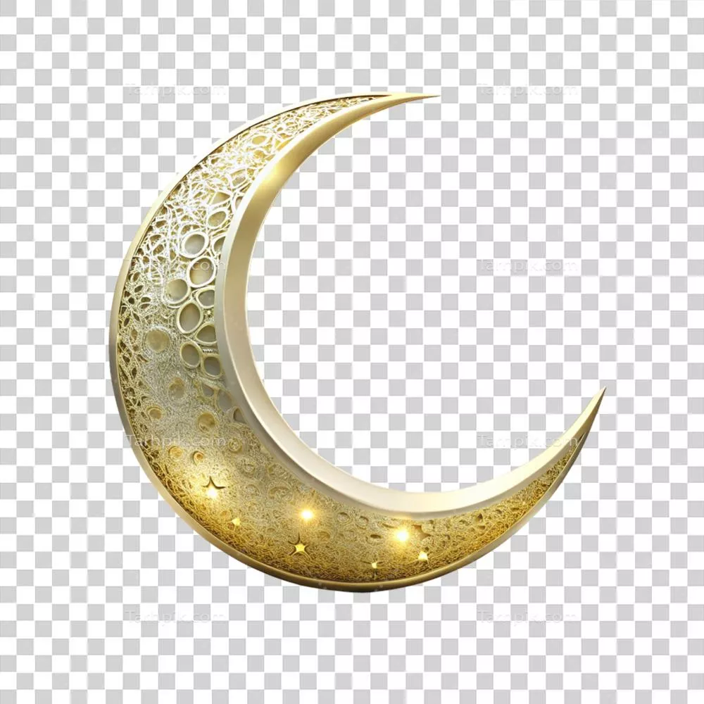 ماه سه بعدی رمضان با پس زمینه شفاف به صورت ایزوله شده