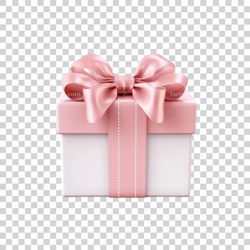 جعبه هدیه صورتی شیک با روبان ساتن و گره برای تولد و جشنها