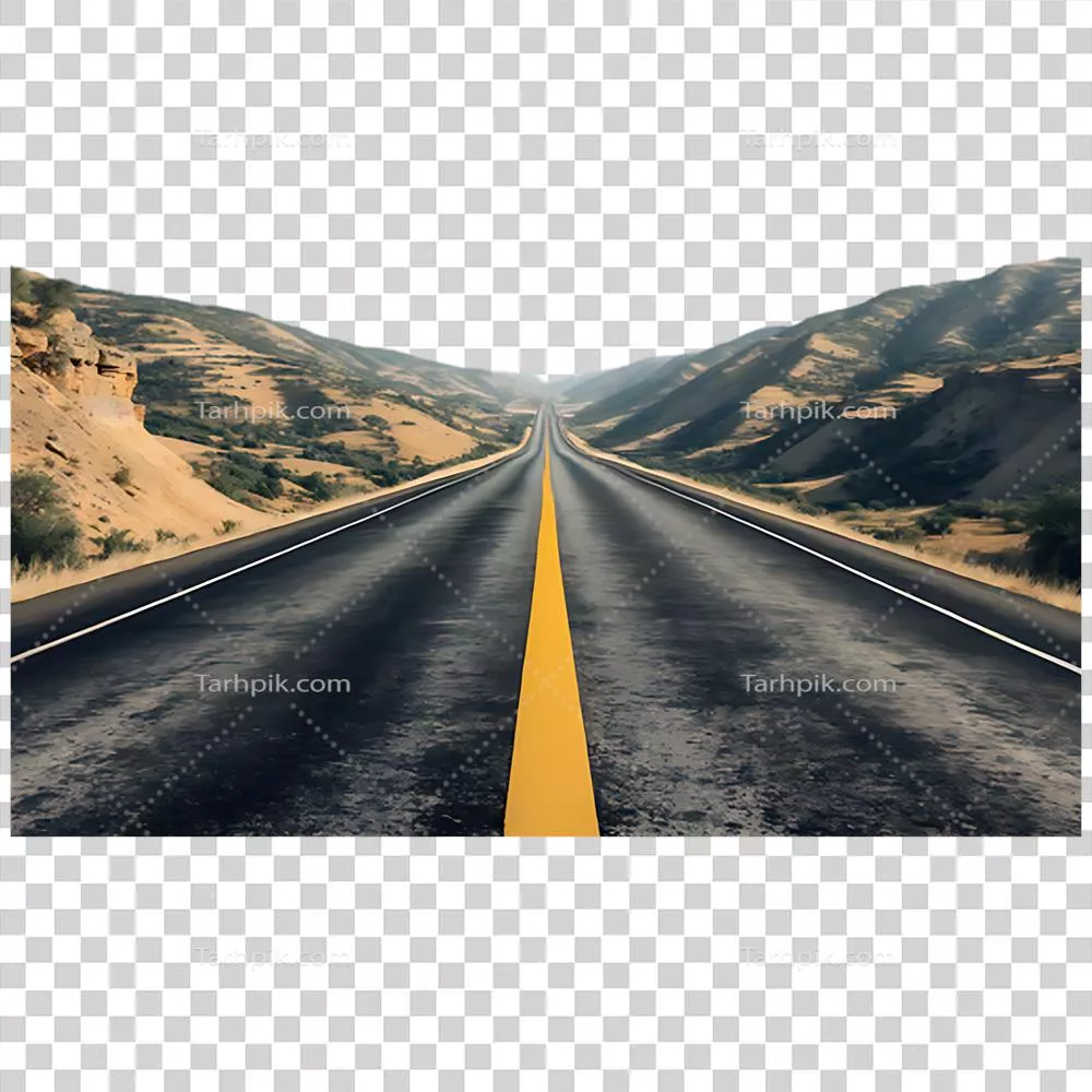 تصویر زمینه شفاف از یک بزرگراه خالی به سوی افق