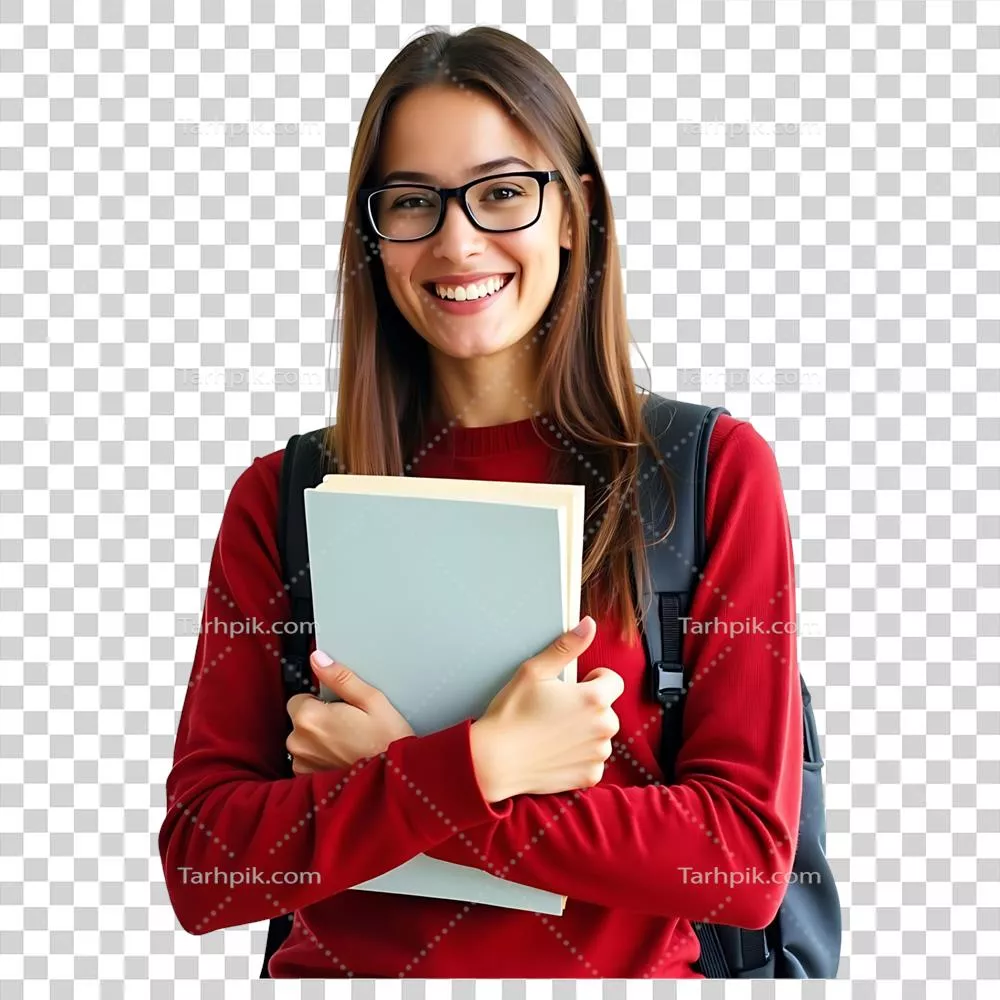 دختر دانشجوی با اعتماد به نفس با کوله پشتی و کتاب در بازگشت به مدرسه