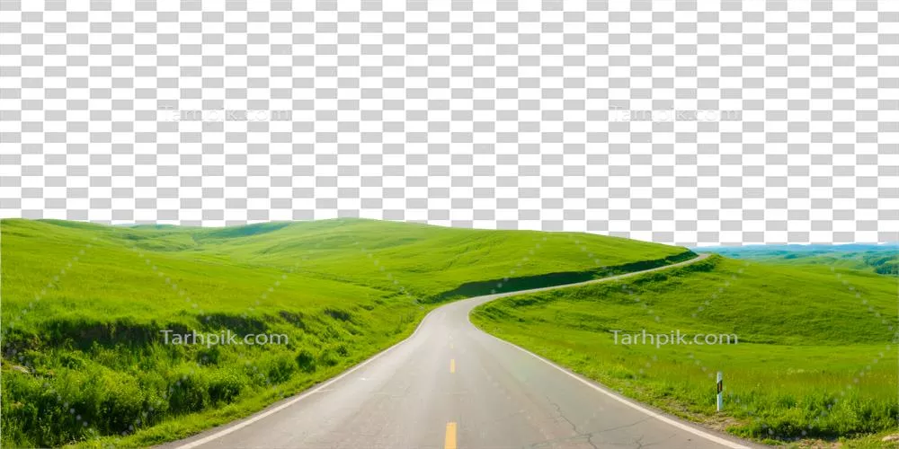 جادهای از میان دشتهای سرسبز و زیبا با چشماندازهای طبیعی