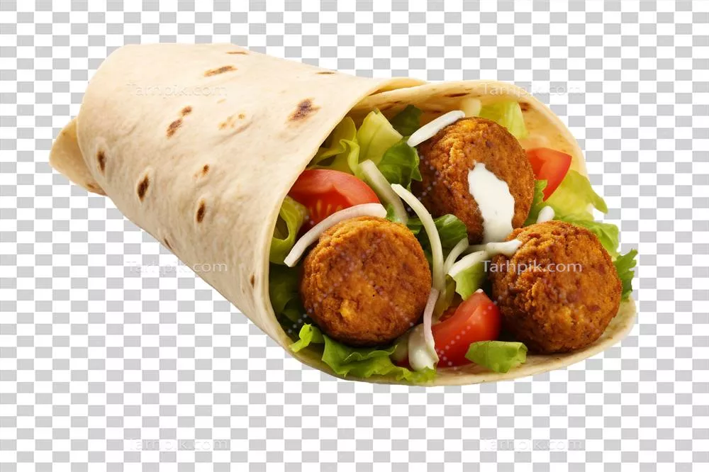ترکیب لذیذ فلافل با نان در فضای شفاف طراحی شده توسط هوش مصنوعی