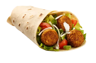 ترکیب لذیذ فلافل با نان در فضای شفاف طراحی شده توسط هوش مصنوعی