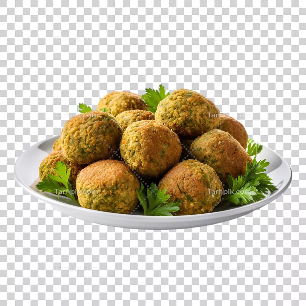کوفتههای فلافل طلایی و ترد بر روی پسزمینه شفاف