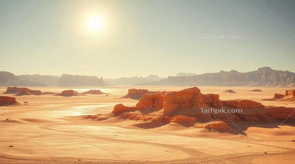نمایش بیابان در صحنه‌ای با تابش آفتاب به زیبایی