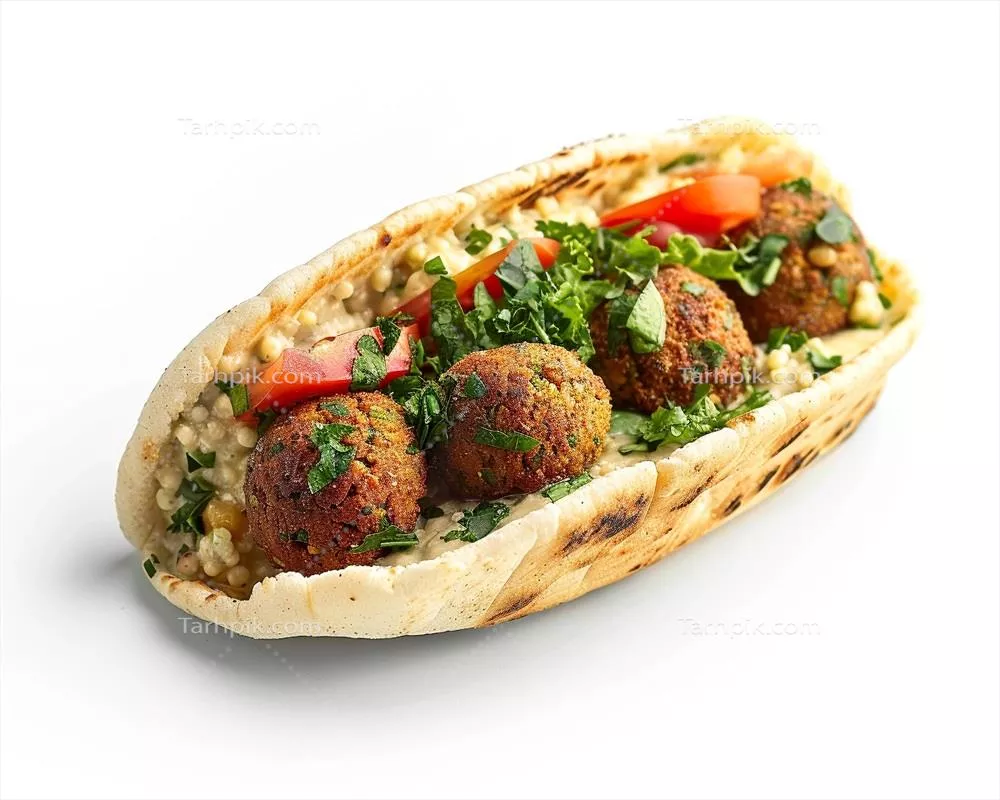 پیتا با گوشت قلقلی و سبزیجات بر روی آن برای یک وعده لذیذ