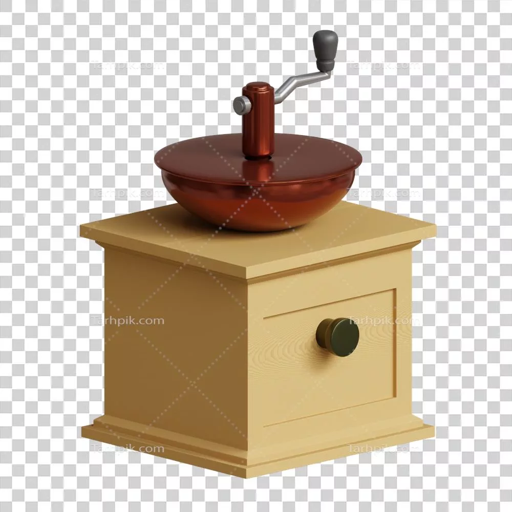عکس دوربری  آسیاب قهوه دستی سه‌بعدی برای طراحی کافی‌شاپ با جلوه‌ای بی‌نظیر