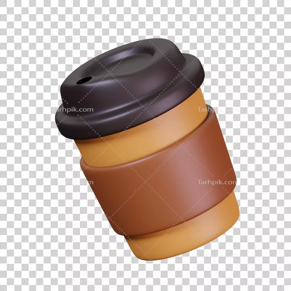 عکس دوربری فنجان‌های قهوه کاغذی - نماد کافه و فروشگاه قهوه با رندر سه‌بعدی