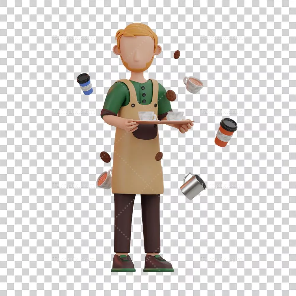 عکس دوربری تصاویر سه بعدی با شخصیت های 4 رقمی در کافه، نوشیدنی و دکوراسیون