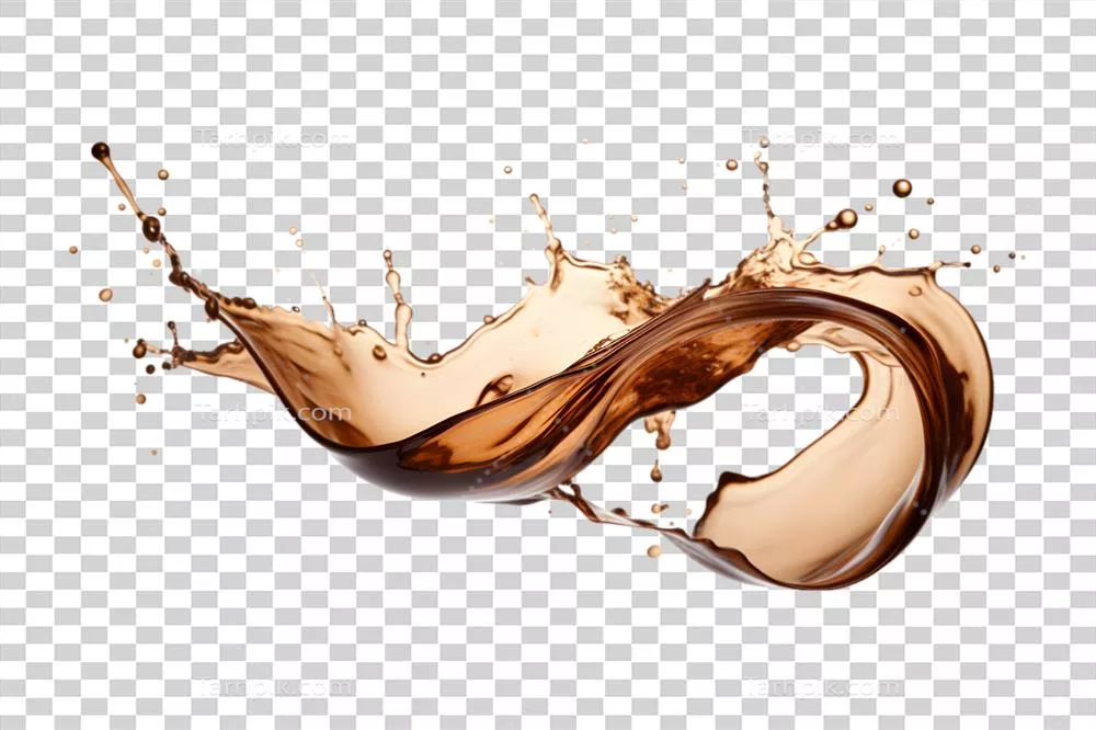 عکس دوربری پاشش قهوه بر روی پسزمینه شفاف با کیفیت بالا
