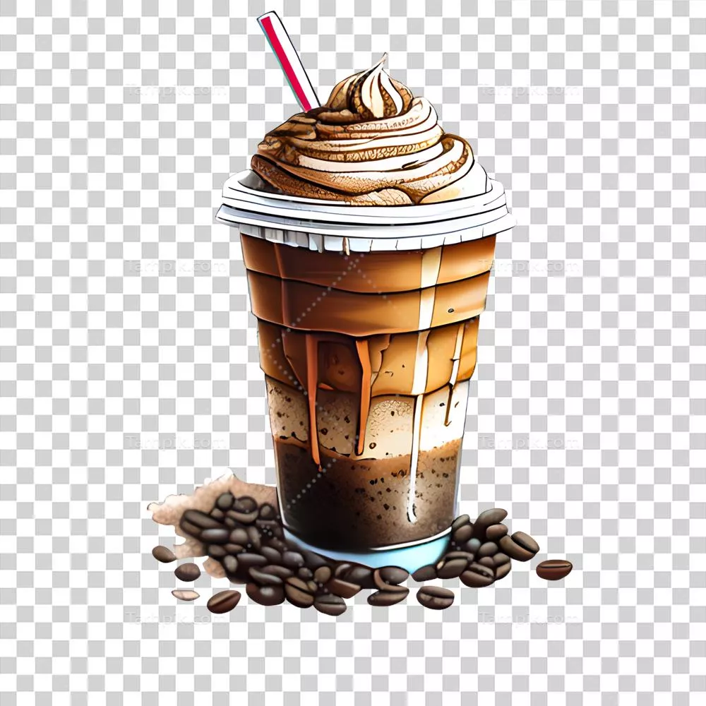 عکس دوربری نقاشی گرافیکی قهوه فراپه تولید شده با هوش مصنوعی