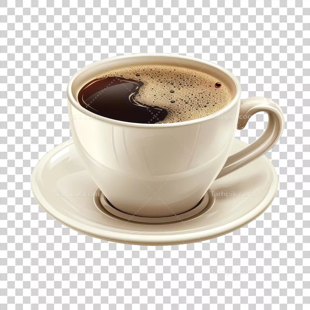 عکس دوربری فنجان قهوه تولید شده توسط هوش مصنوعی بر روی نعلبکی، ایده‌آل برای عاشقان کافئین و طراحی‌های آرامش‌بخش