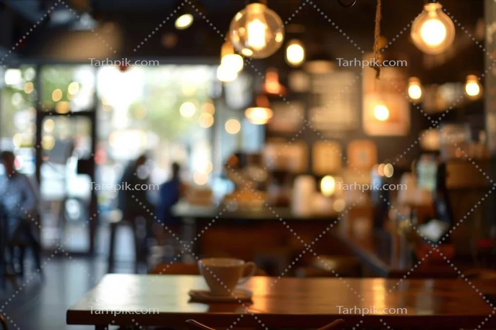 عکس پسزمینه انتزاعی از یک کافیشاپ با فضای داخلی نرم و آرامشبخش و جو دلپذیر
