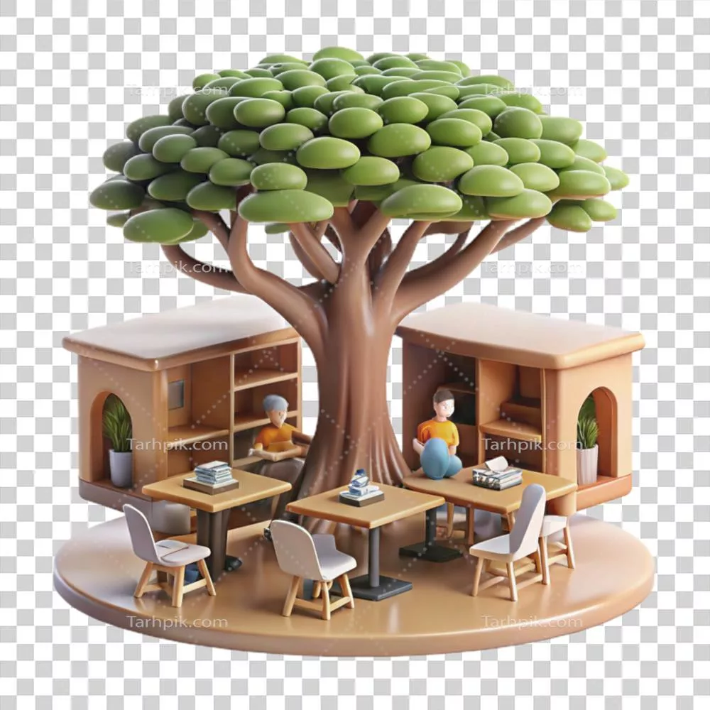 عکس دوربری فضای مطالعه در فضای باز زیر درخت برای یادگیری بهتر و خلاقانه