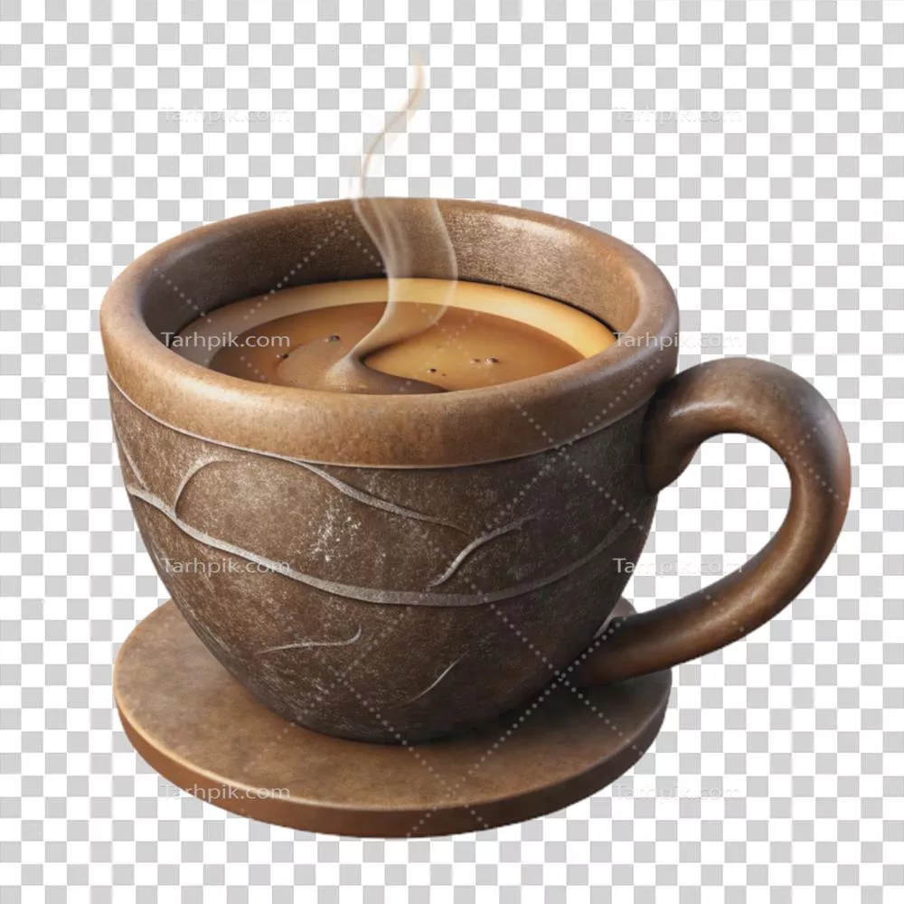 عکس دوربری فنجان قهوه کلاسیک و شیک با جزئیات دقیق برش خورده و ایزوله