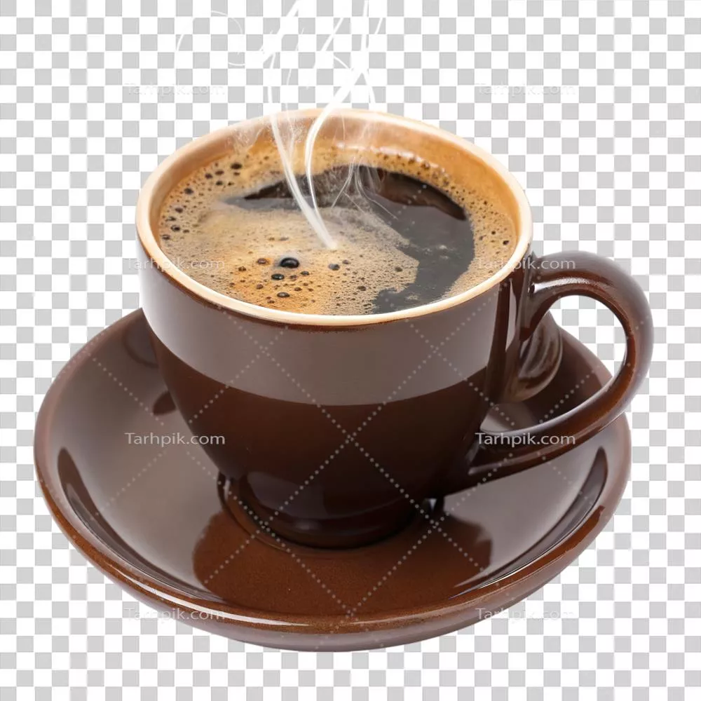 عکس دوربری فنجان قهوه داغ با بخار، جدای از پسزمینه شفاف
