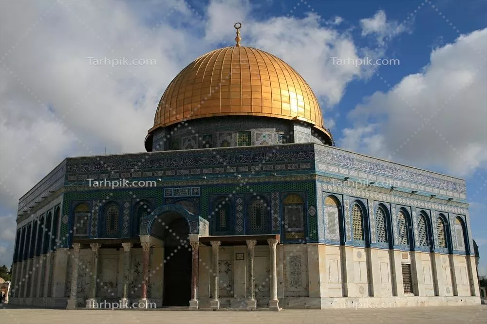 عکس گنبد طلایی و معماری تاریخی قبةالصخره در اورشلیم