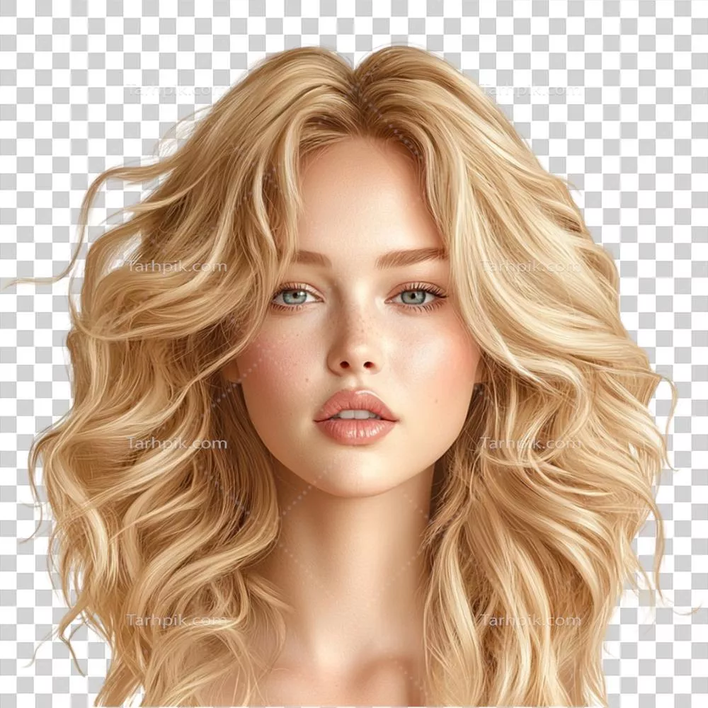عکس دوربری زن زیبا با موهای بلوطی و فر و آرایش شیک و جذاب