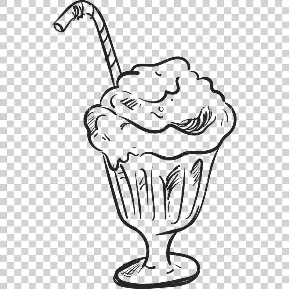 عکس دوربری تصویر سیاه و سفید یک میلک شیک خوشمزه و جذاب