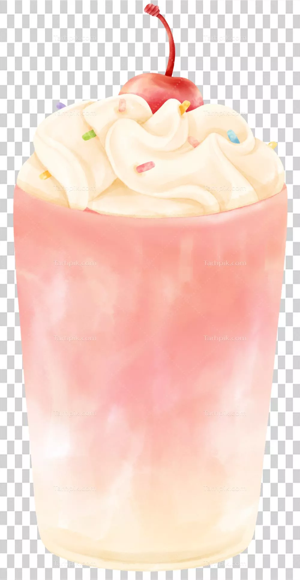 عکس دوربری دمنوش تابستانی توت فرنگی با طراحی آبرنگی فریبنده