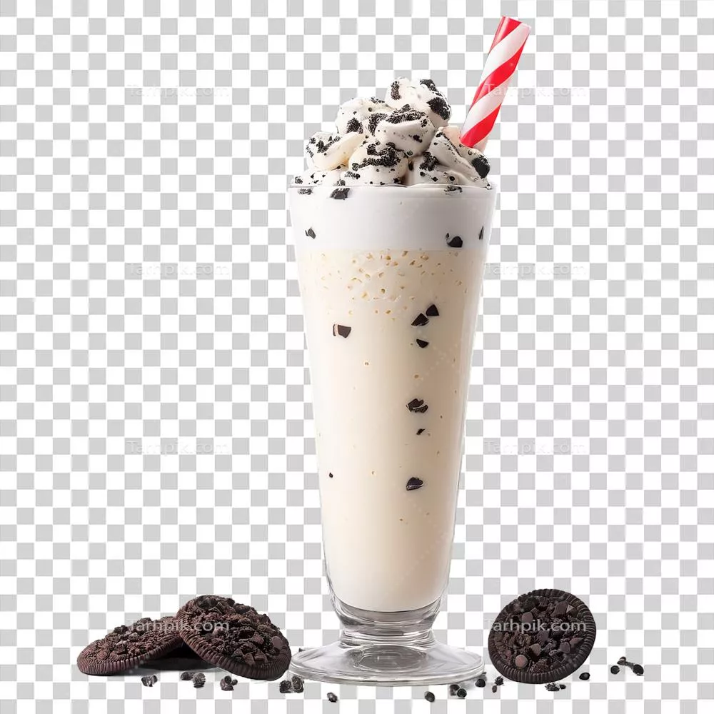 عکس دوربری شیک بیسکویتی و خامهای در لیوان کلاسیک با تزیینهای بیسکویت سوخته