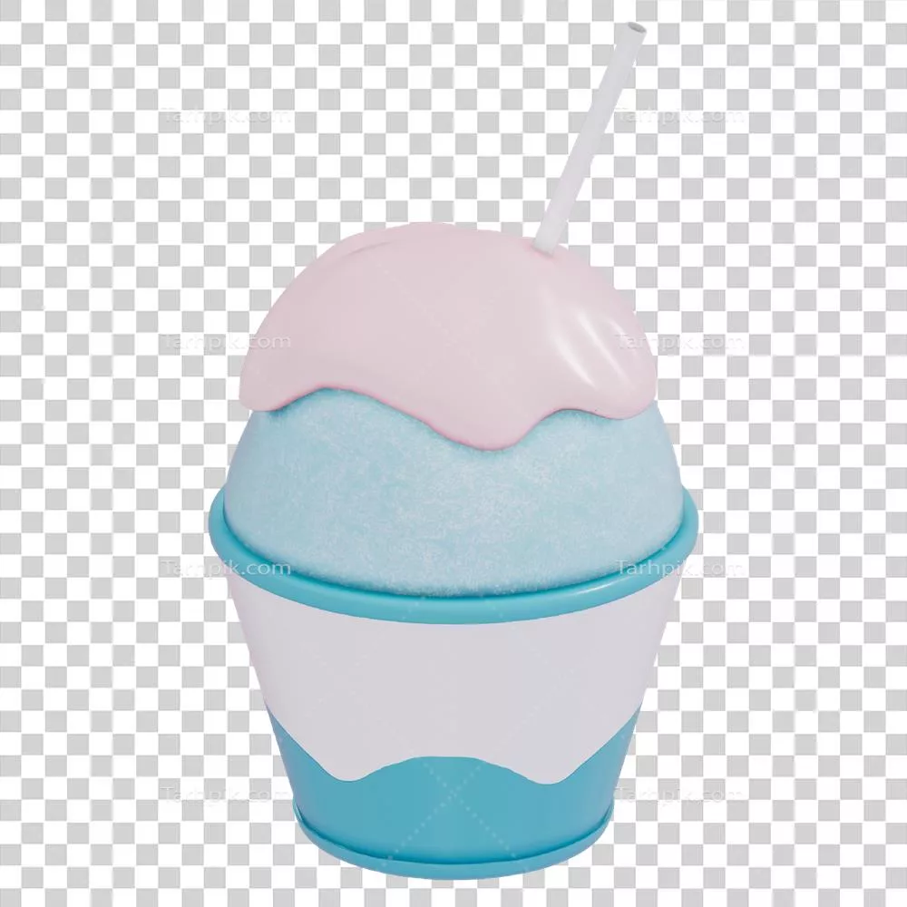 عکس دوربری رندر سهبعدی دسر ژاپنی کاگیوری یخ ریز شده بر روی زمینه شفاف