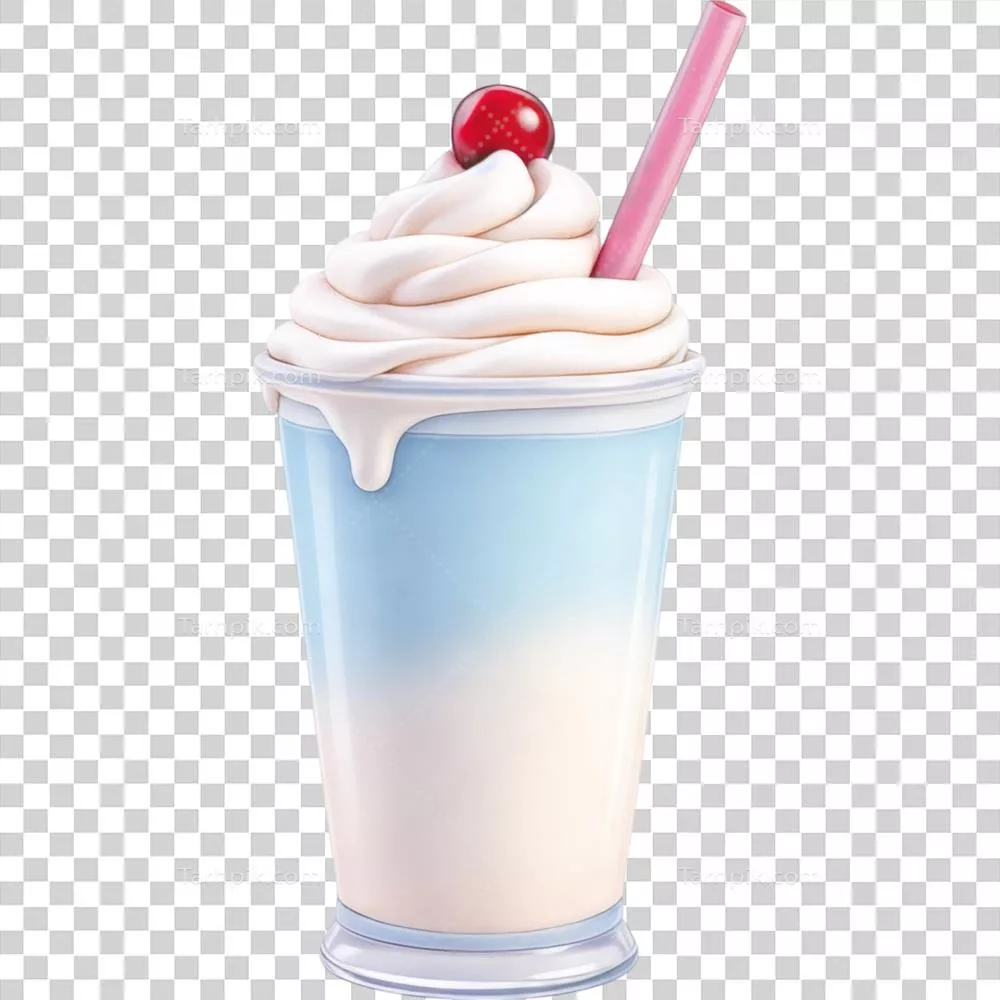 عکس دوربری Milkshake وانیلی با خامه زده شده خوشمزه و طعمی دلپذیر