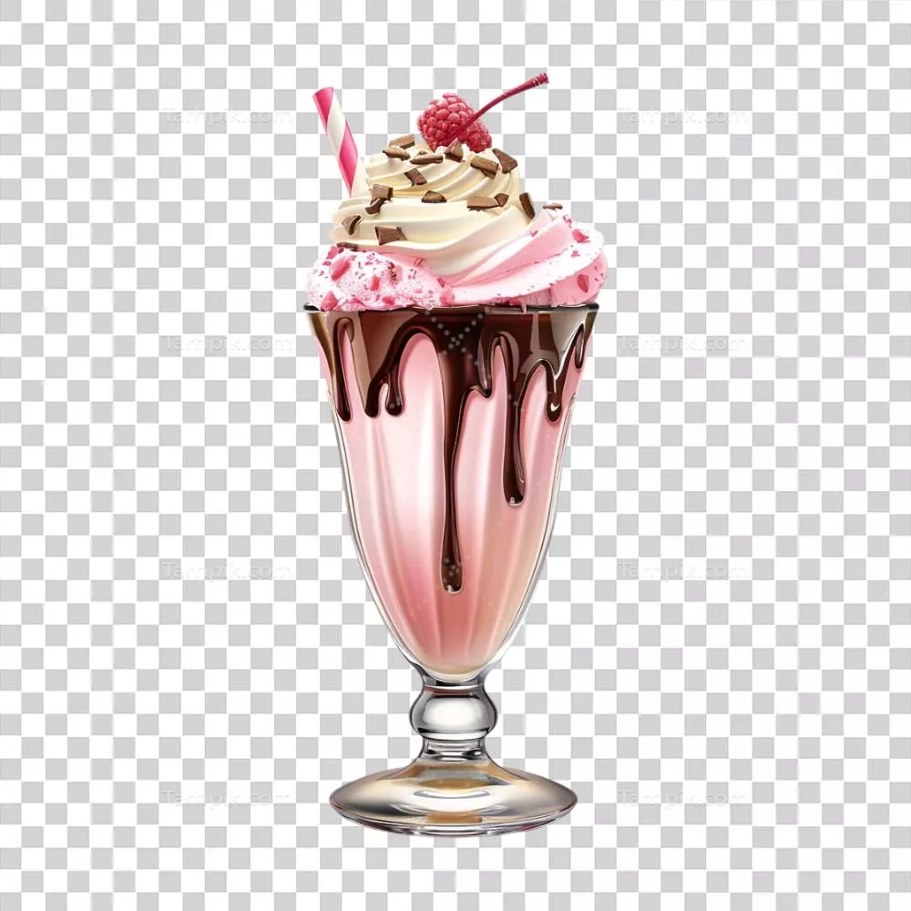 عکس دوربری شکلات توت فرنگی روی پسزمینه شفاف با رنگهای برجسته