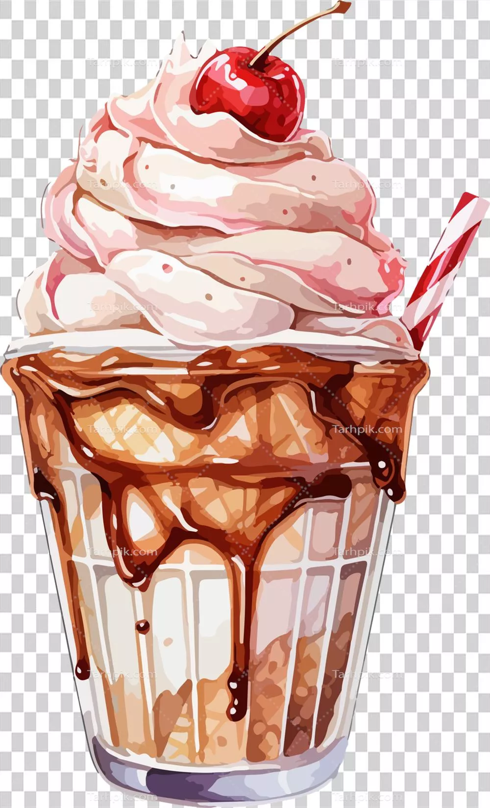 عکس دوربری طرح و طراحی تصویر گرافیکی لیوان بستنی خوشمزه و خوشگل