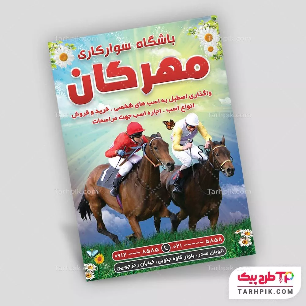 تراکت لاکچری باشگاه سوارکاری آماده چاپ