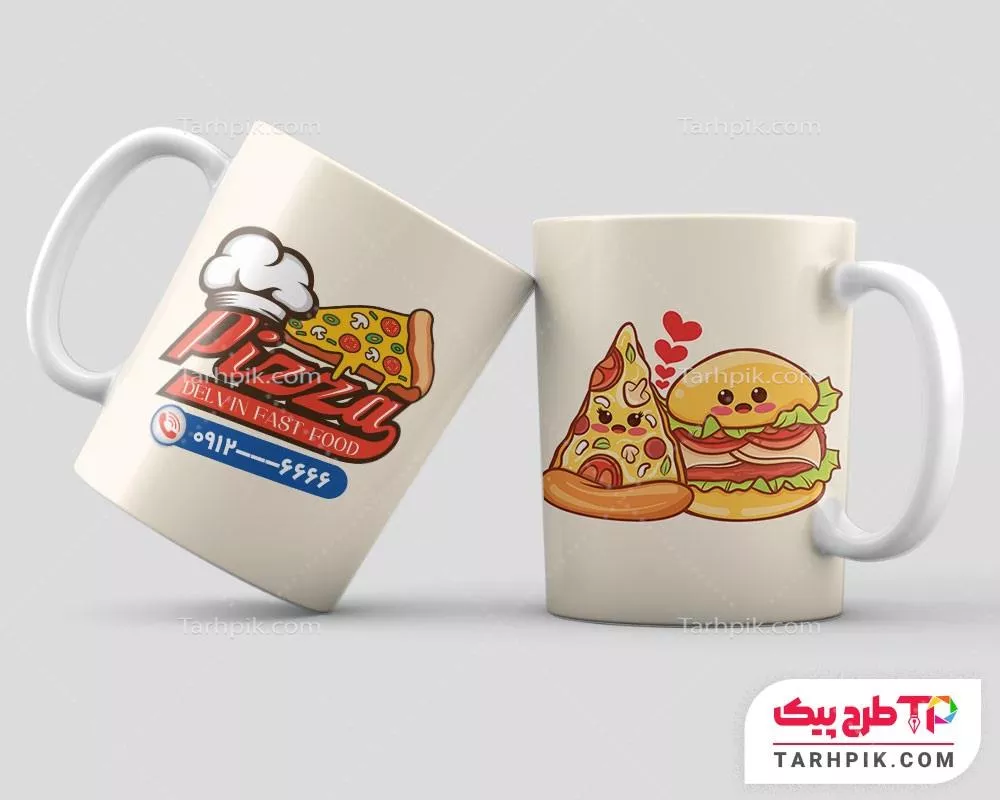 ماگ مدرن فست فود با قابلیت ویرایش متن و فونت