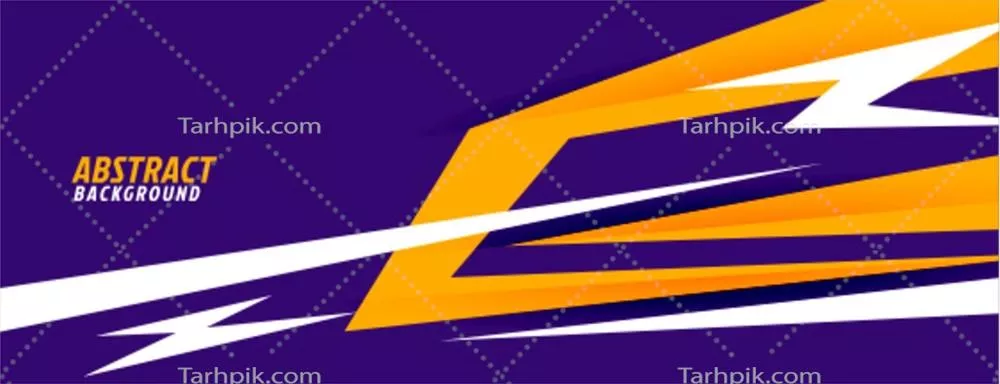 وکتور بنر ورزشی انتزاعی با طراحی مدرن در رنگهای بنفش و زرد