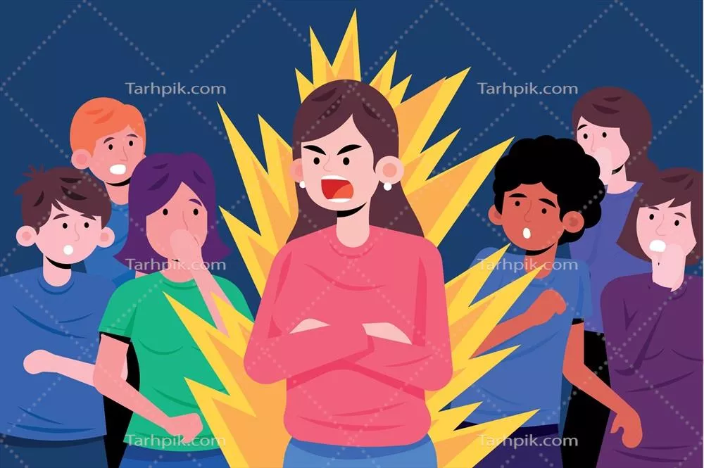 وکتور شخص عصبانی که در میان جمعیتی پر سر و صدا فریاد میزند